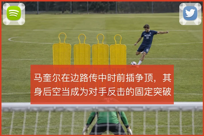 马奎尔在边路传中时前插争顶,其身后空当成为对手反击的固定突破口